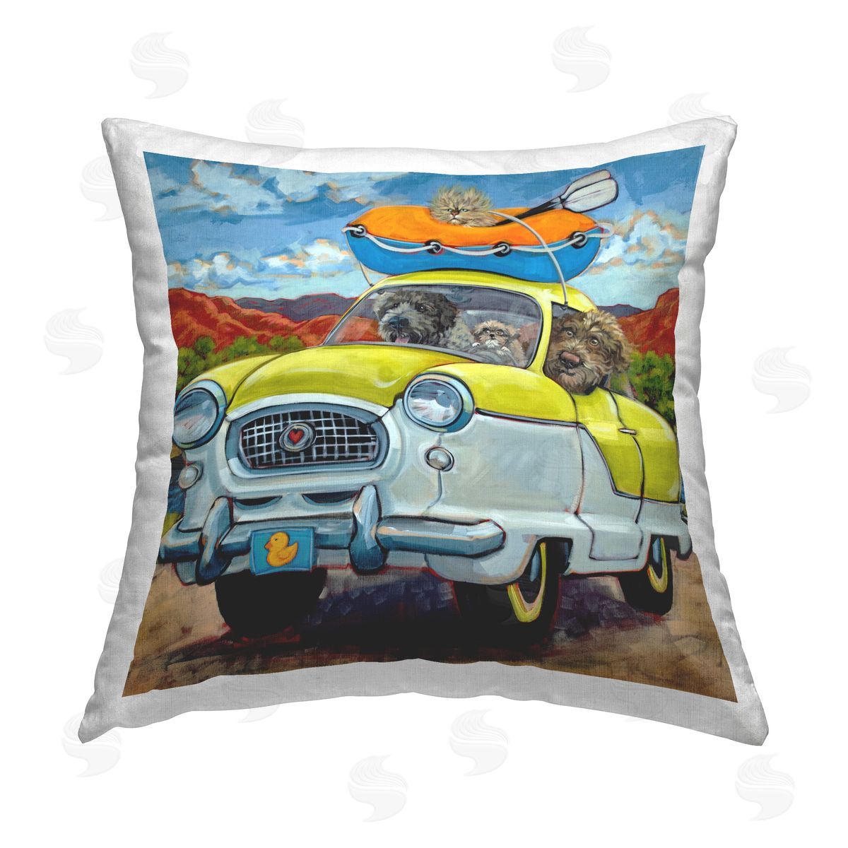 CR Townsend Road Trip Dogs Printed Plush Polyester Throw Pillow
