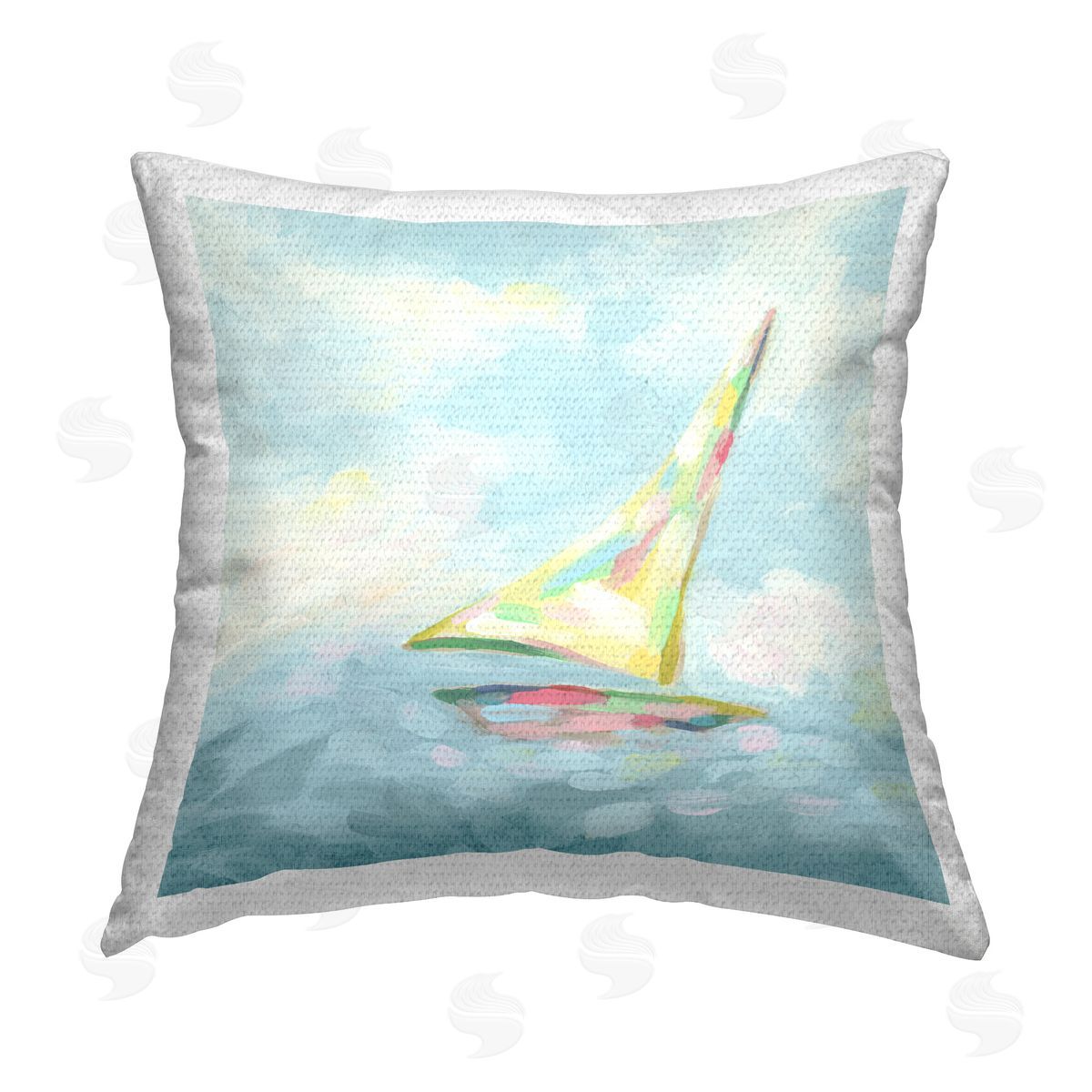 June Erica Vess Flowing Sailboat Abstract Outdoor Quick-Dry Polyester Printed Throw Pillow
