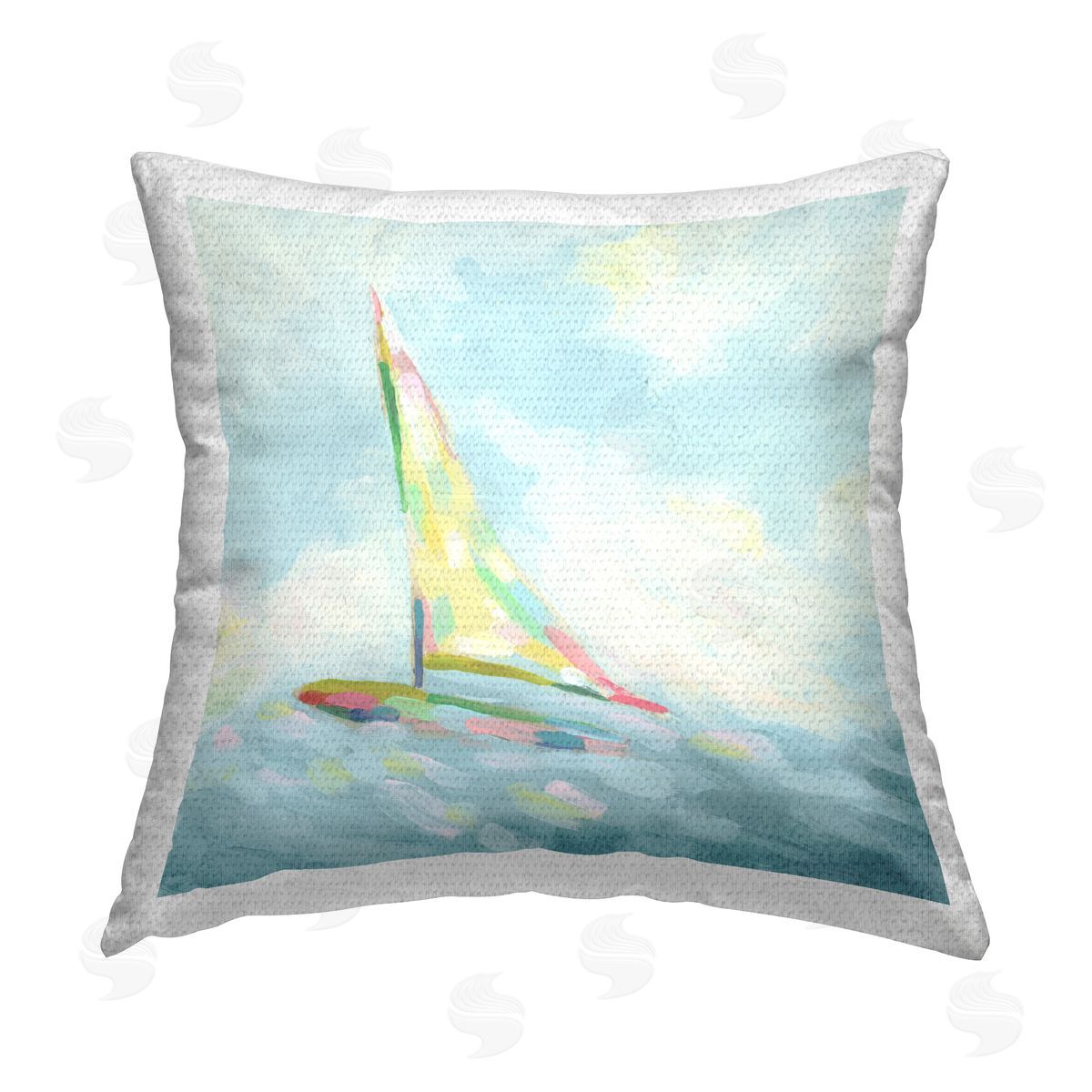 June Erica Vess Modern Flowing Sailboat Outdoor Quick-Dry Polyester Printed Throw Pillow