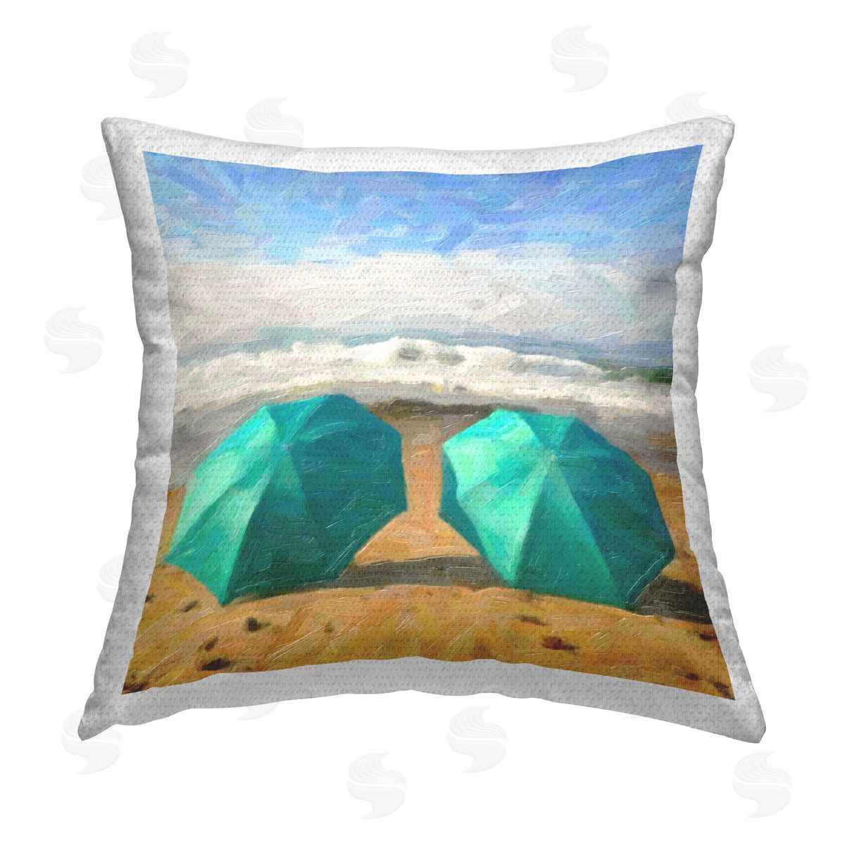 Graffitee Studios Umbrellas & Beach Waves Outdoor Quick-Dry Polyester Printed Throw Pillow