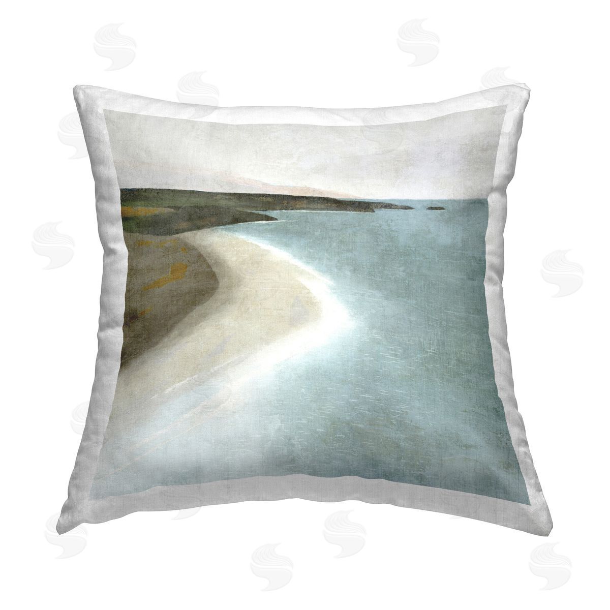Suzanne Nicoll Grey Beach Landscape Printed Plush Polyester Throw Pillow