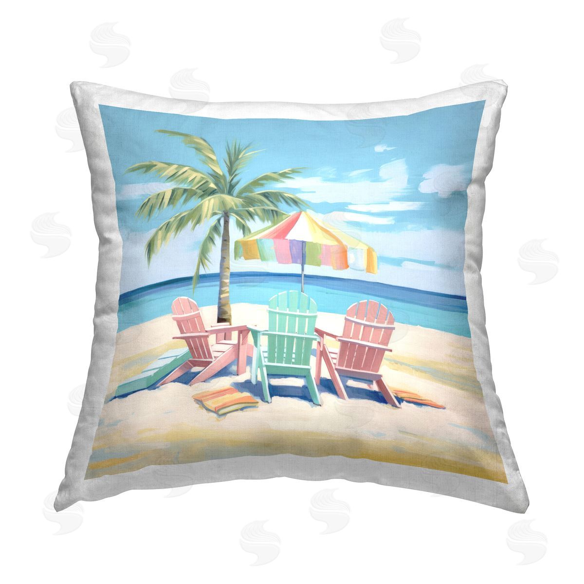 Irena Orlov Tropical Beach Chairs Printed Plush Polyester Throw Pillow
