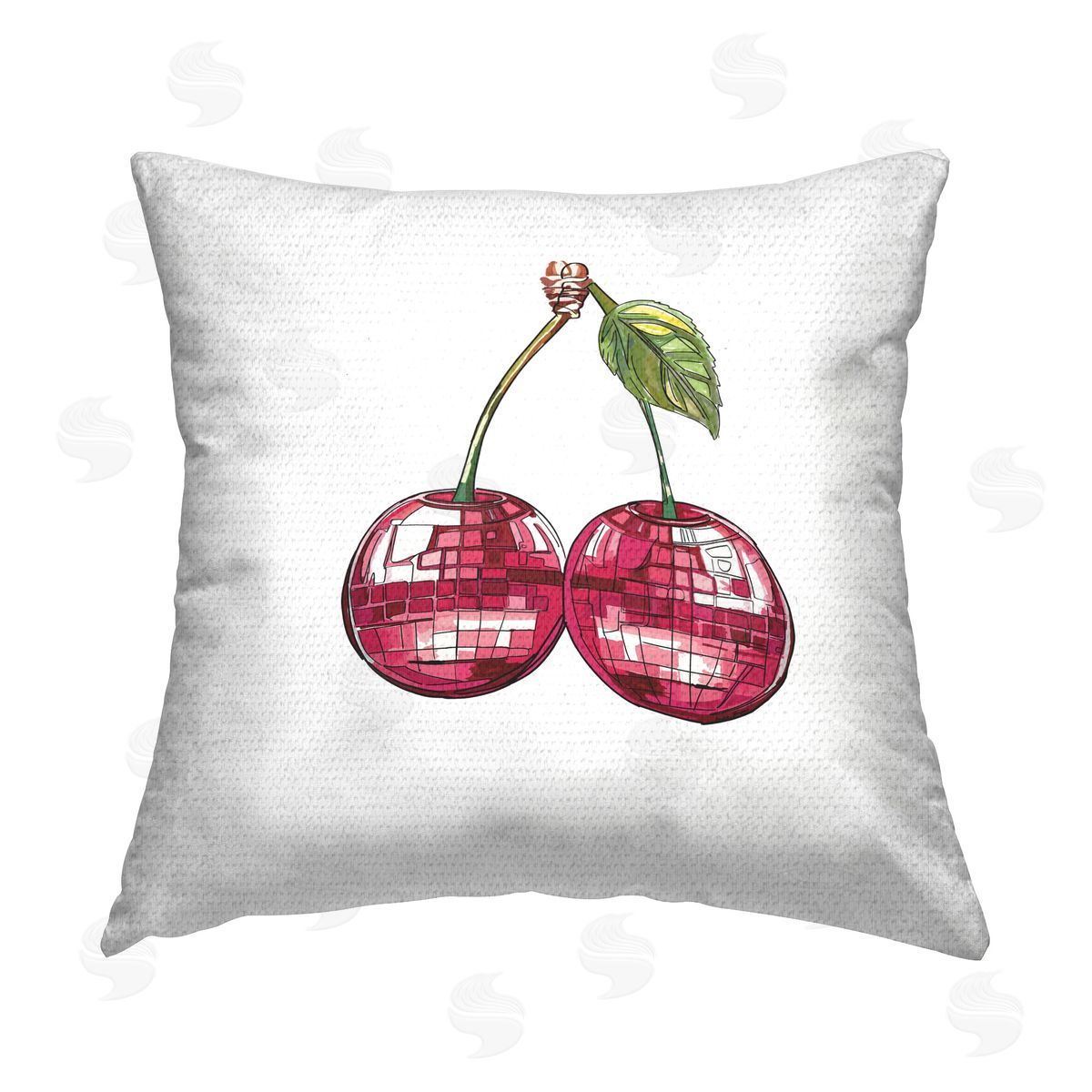 Amelia Noyes Geometric Cherry Pair Outdoor Quick-Dry Polyester Printed Throw Pillow