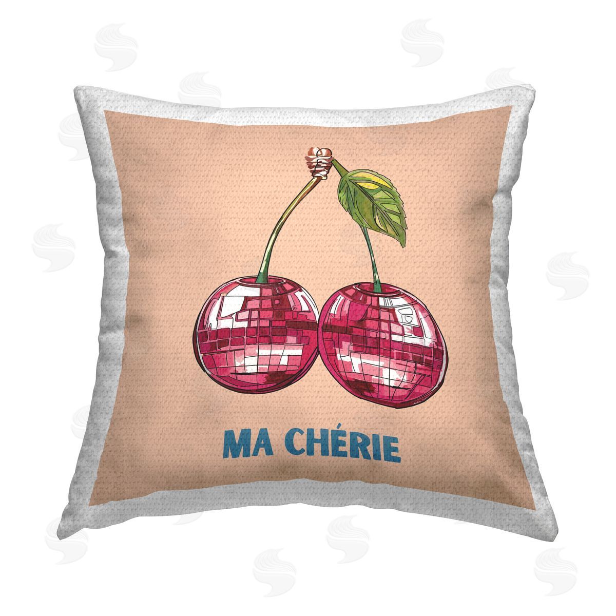 Amelia Noyes Cherry & French Phrase Outdoor Quick-Dry Polyester Printed Throw Pillow