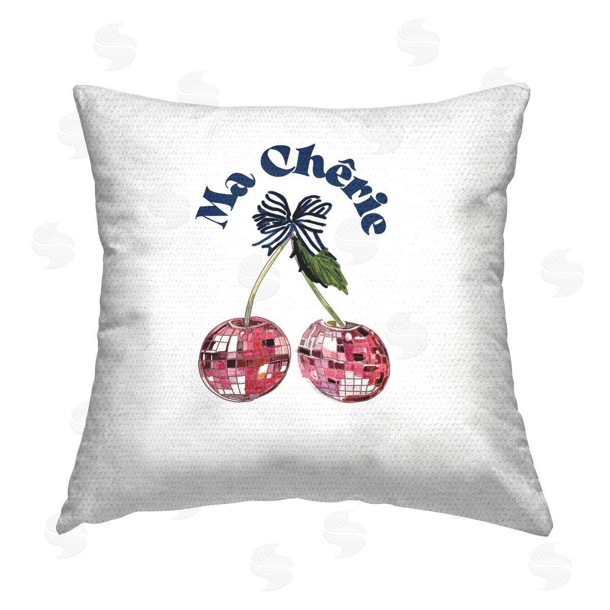 Amelia Noyes Glam Cherries on White Outdoor Quick-Dry Polyester Printed Throw Pillow