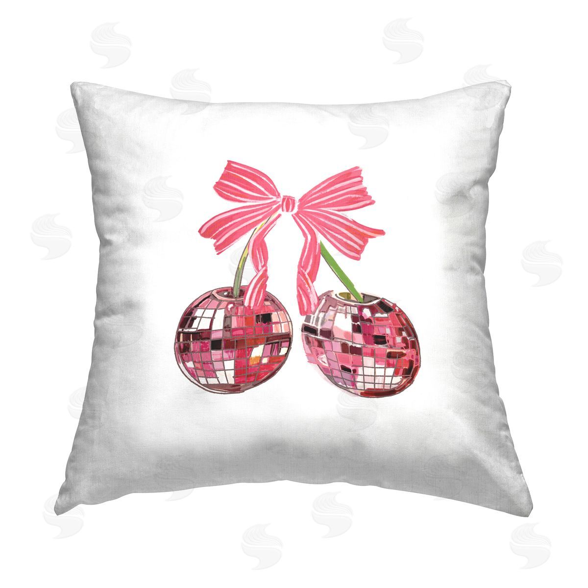Amelia Noyes Glam Cherries with Bow Printed Plush Polyester Throw Pillow