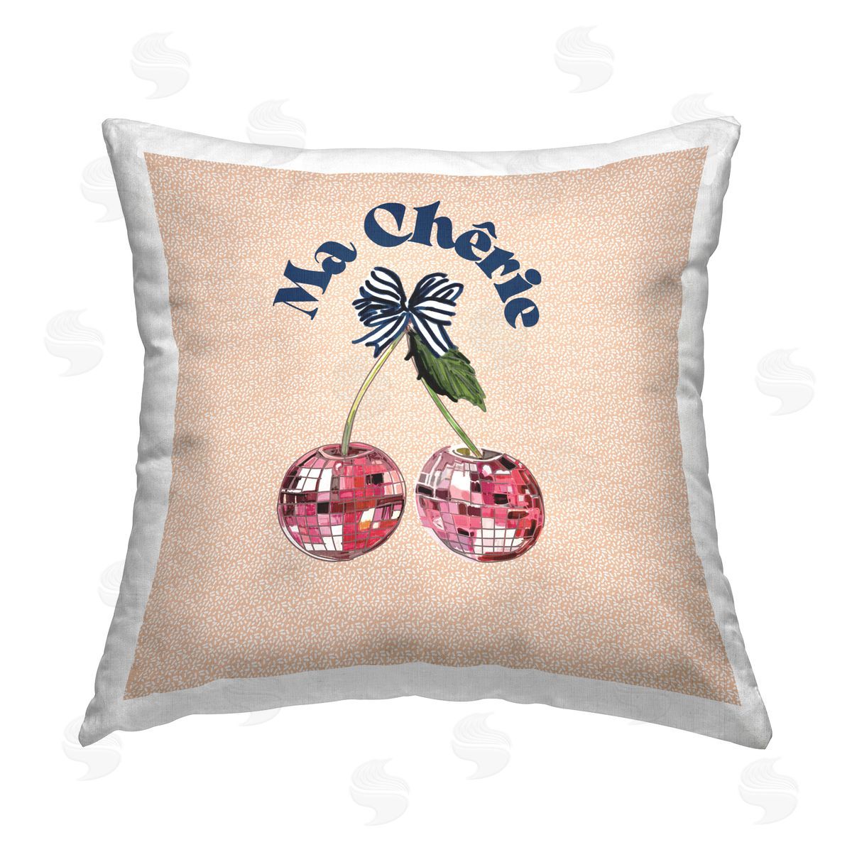 Amelia Noyes French Cherry Pattern Printed Plush Polyester Throw Pillow