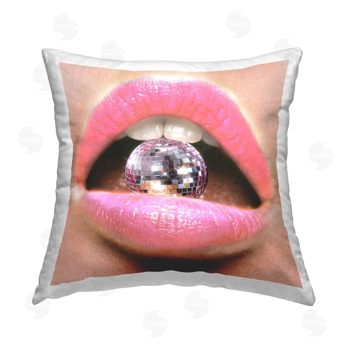 Ziwei Li Disco Ball & Lips Printed Plush Polyester Throw Pillow
