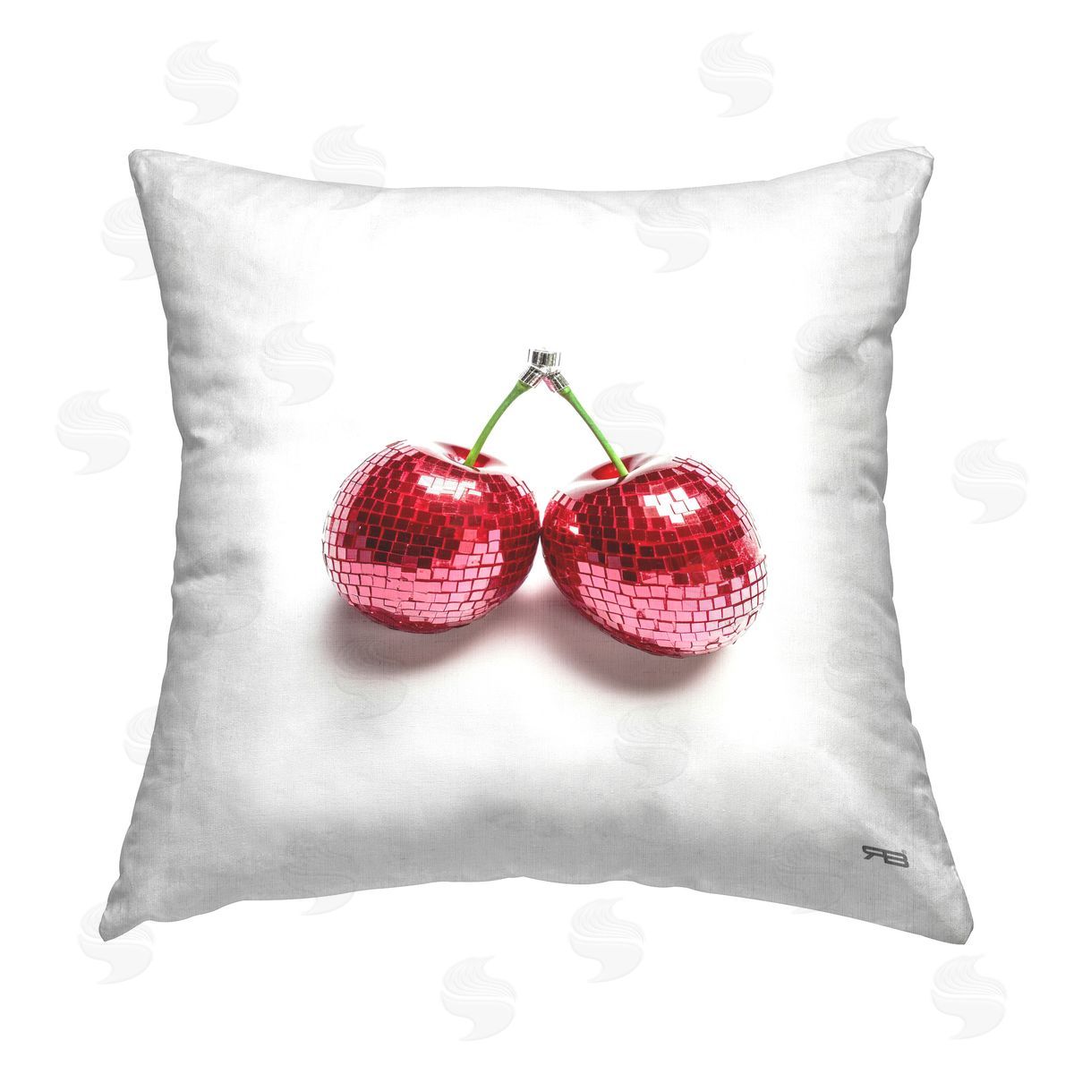 RB Shining Glam Cherries Printed Plush Polyester Throw Pillow