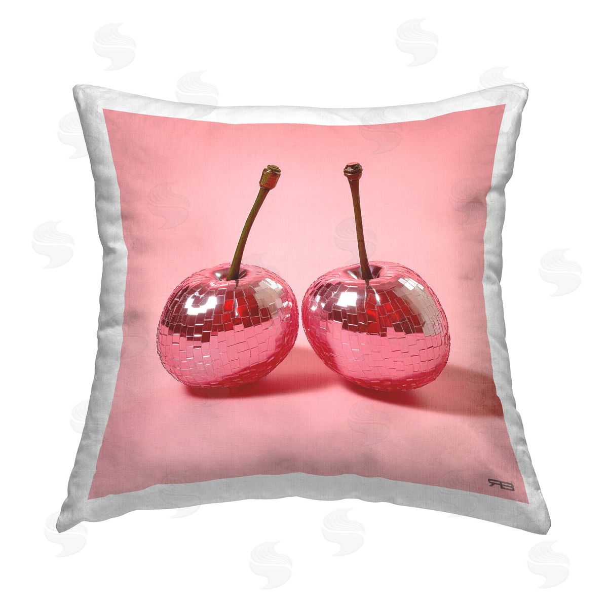 RB Reflective Cherry Fruits Printed Plush Polyester Throw Pillow