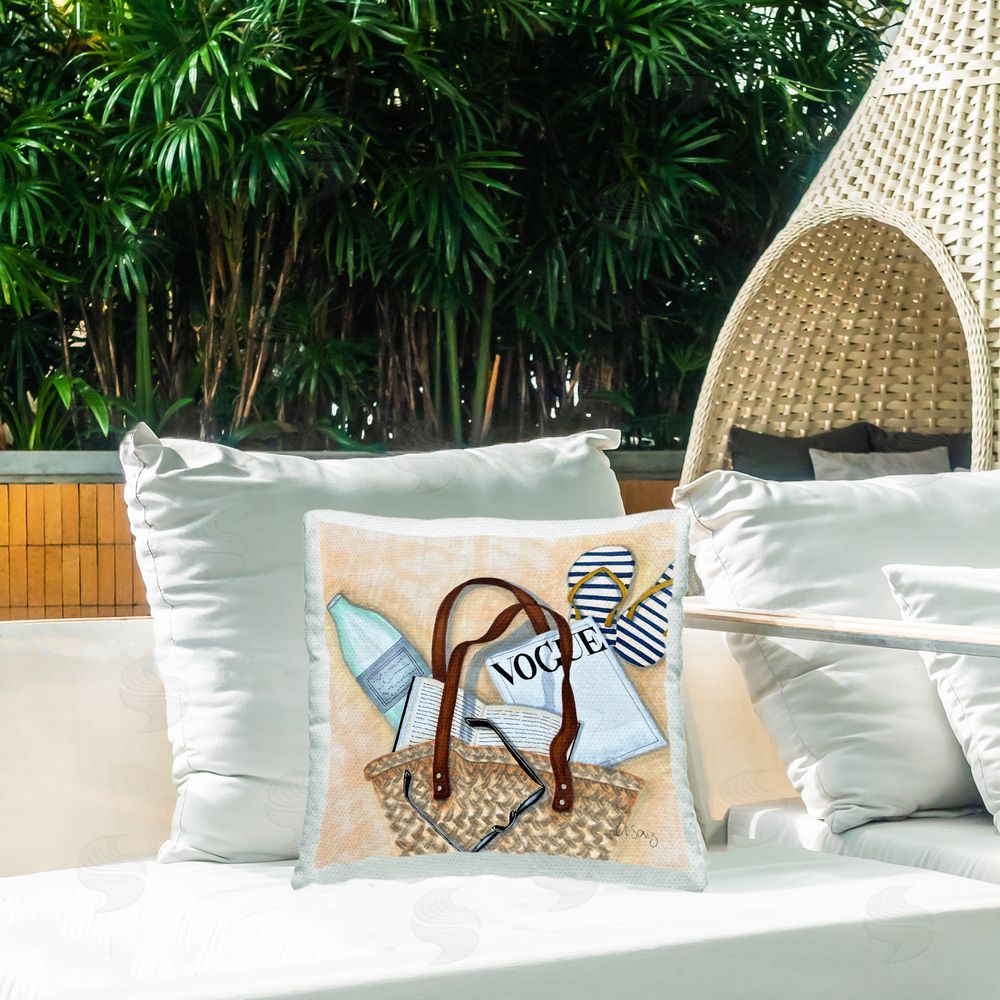 Ale Saiz Studio Beach Hangout Bag Outdoor Quick-Dry Polyester Printed Throw Pillow in Back Yard
