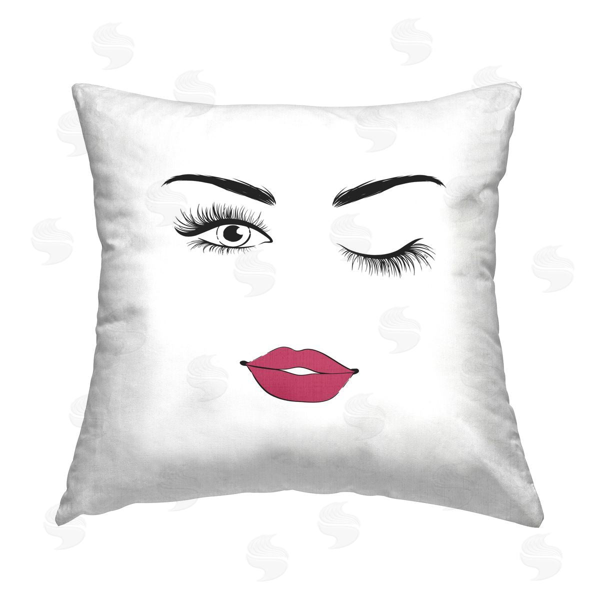 Martina Pavlova Winking Minimal Face Printed Plush Polyester Throw Pillow