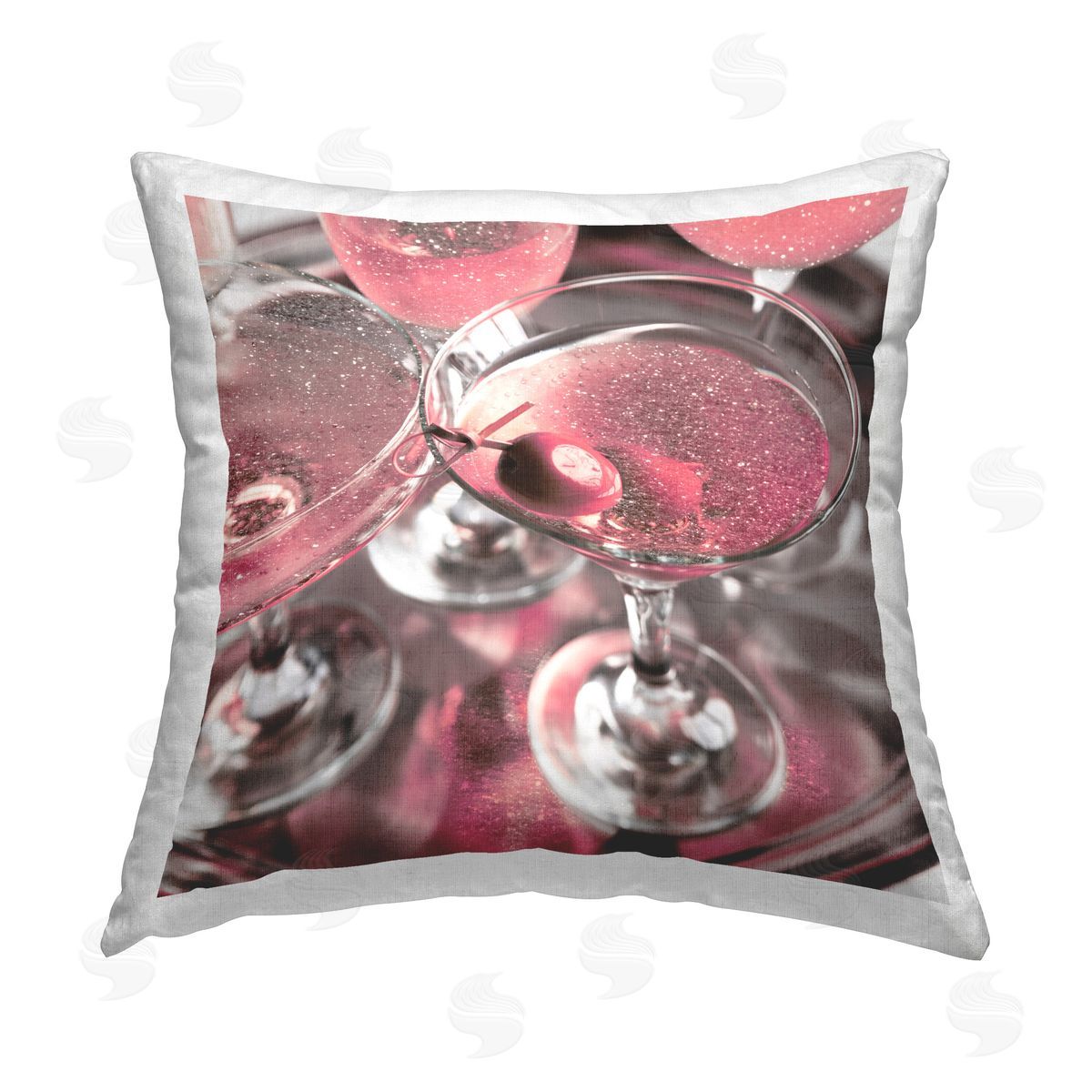 Stupell Studio Glimmering Pink Martinis Printed Plush Polyester Throw Pillow