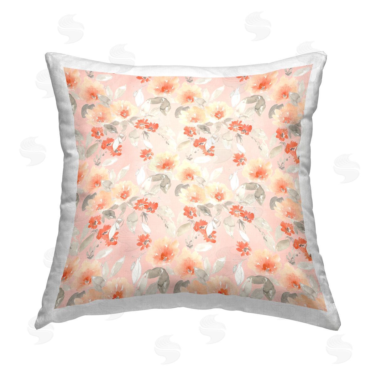 Jennifer Goldberger Floral Pattern on Pink Printed Plush Polyester Throw Pillow