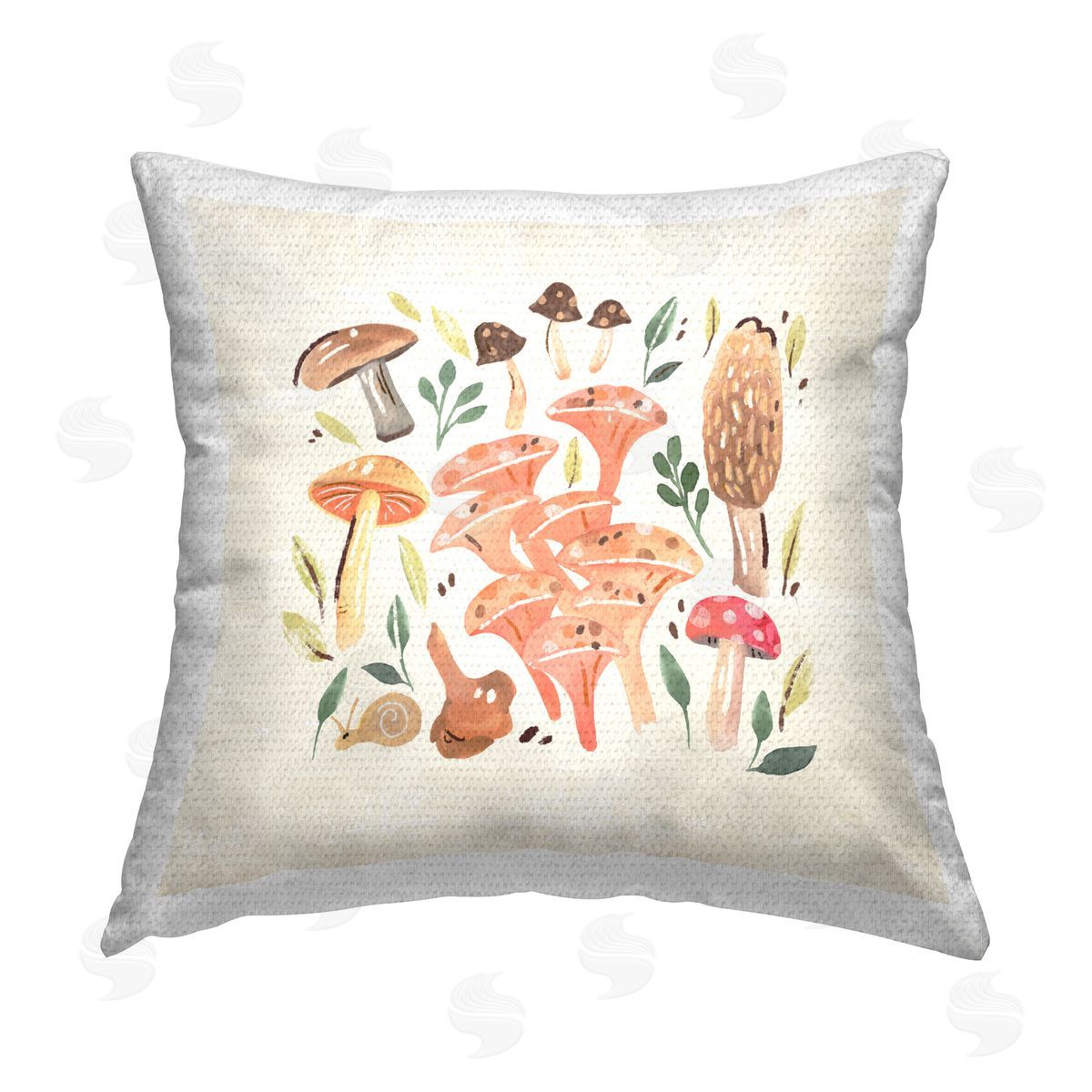 Annie Warren Subtle Mushroom Pattern Outdoor Quick-Dry Polyester Printed Throw Pillow