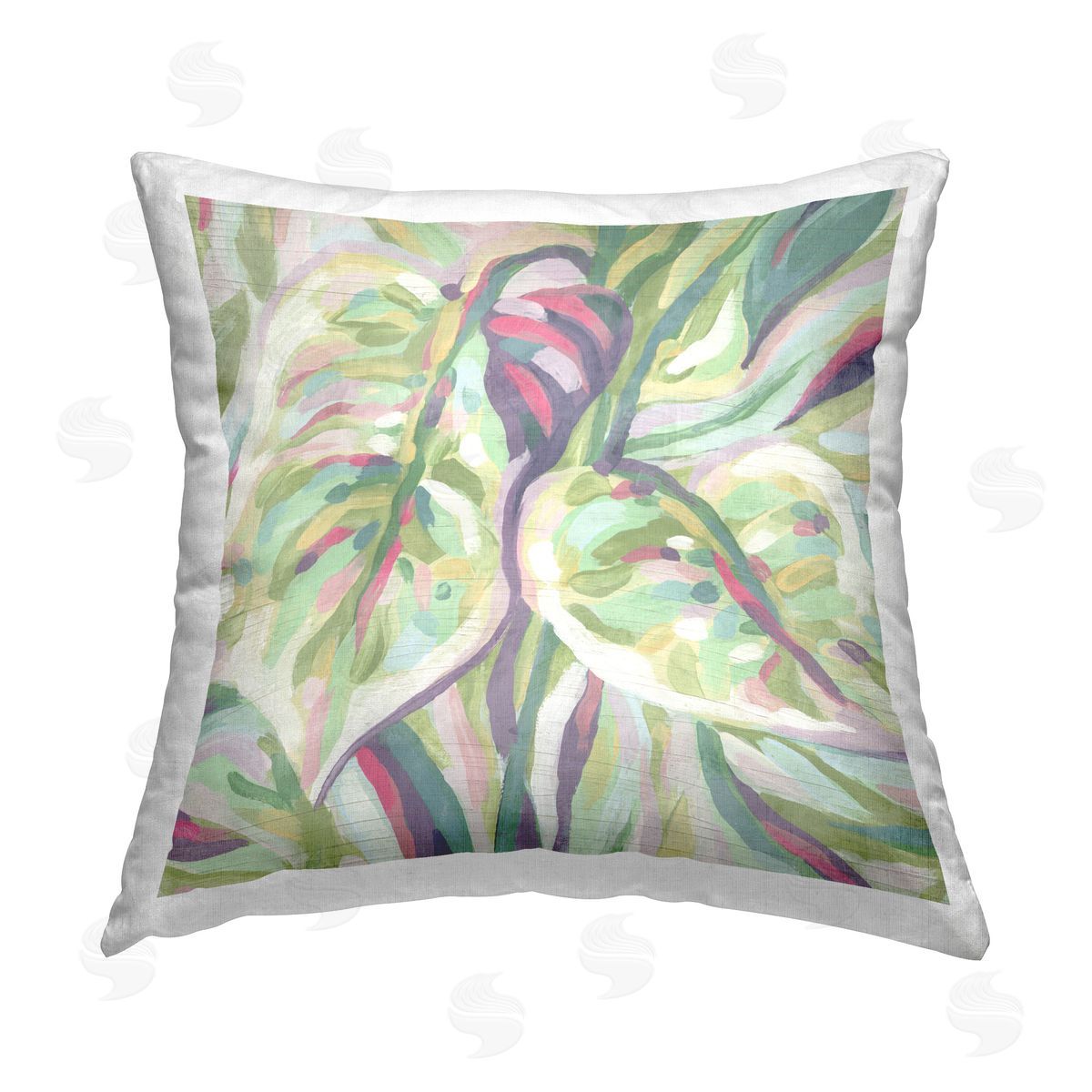 June Erica Vess Curling Leaves Pattern Printed Plush Polyester Throw Pillow