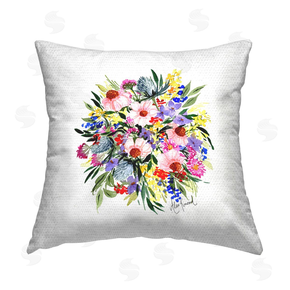 Alexandria Gilbert Kincaid Various Bright Flowers Outdoor Quick-Dry Polyester Printed Throw Pillow
