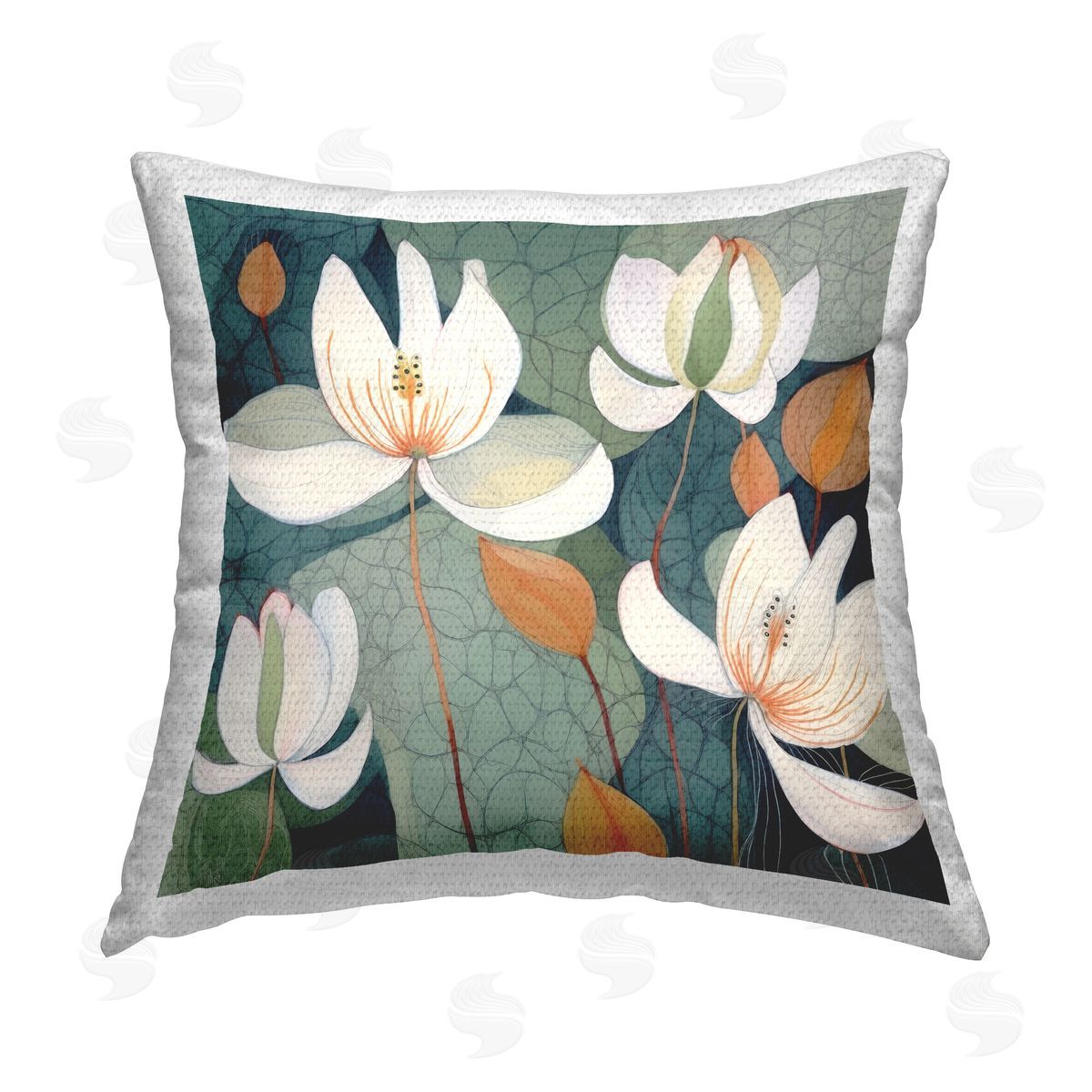 Lazar Studio White Iris Botanicals Outdoor Quick-Dry Polyester Printed Throw Pillow