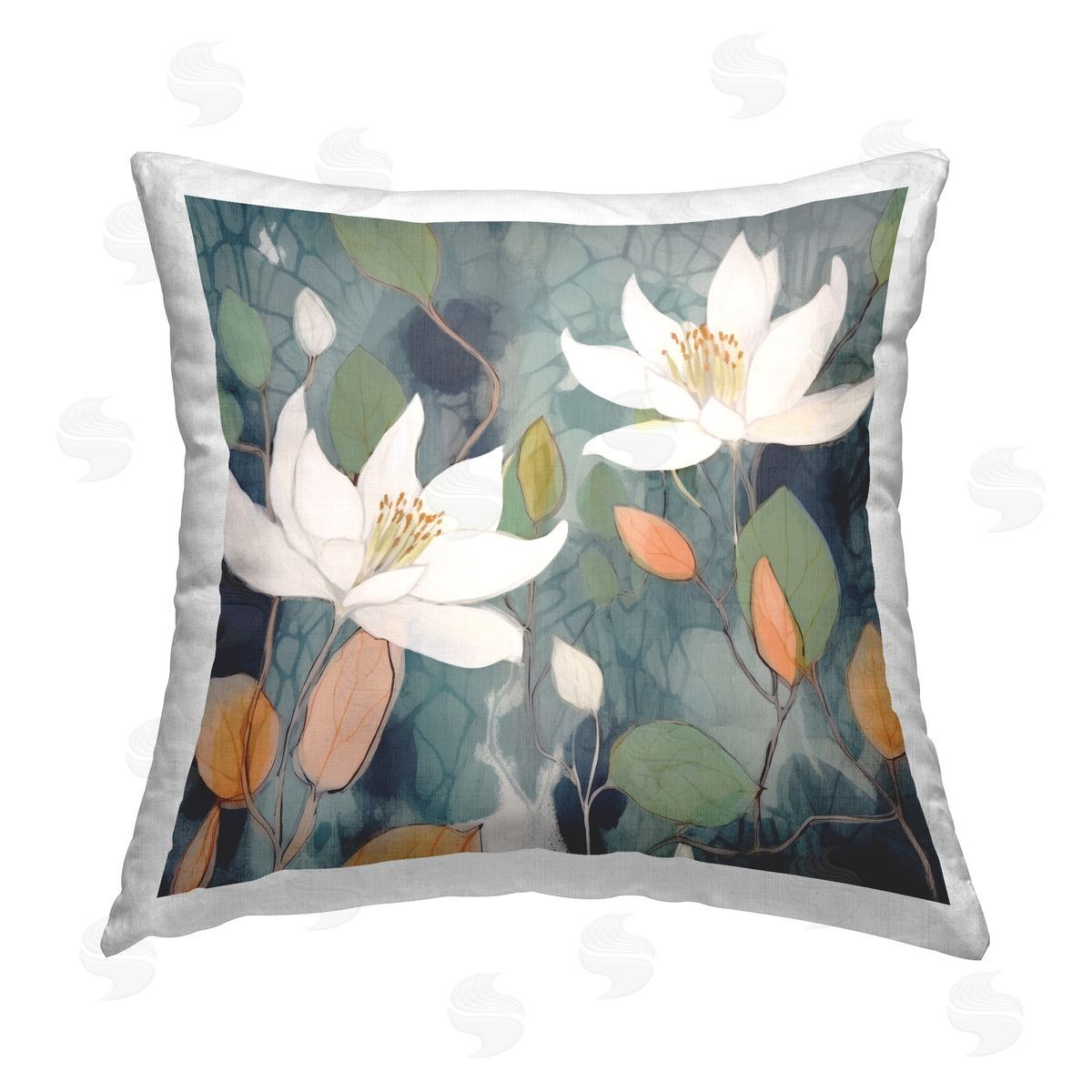 Lazar Studio Geometric Pond Lilies Printed Plush Polyester Throw Pillow