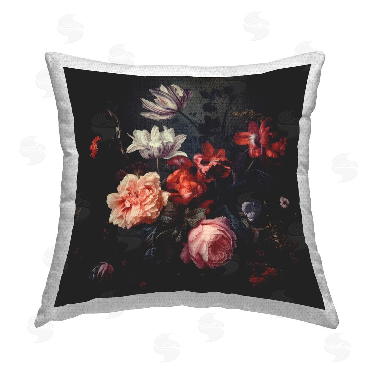 Lazar Studio Victorian Floral Elegance Outdoor Quick-Dry Polyester Printed Throw Pillow