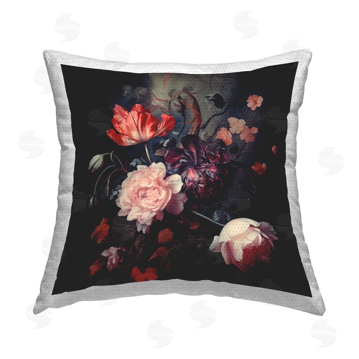 Lazar Studio Victorian Floral Bouquet Outdoor Quick-Dry Polyester Printed Throw Pillow
