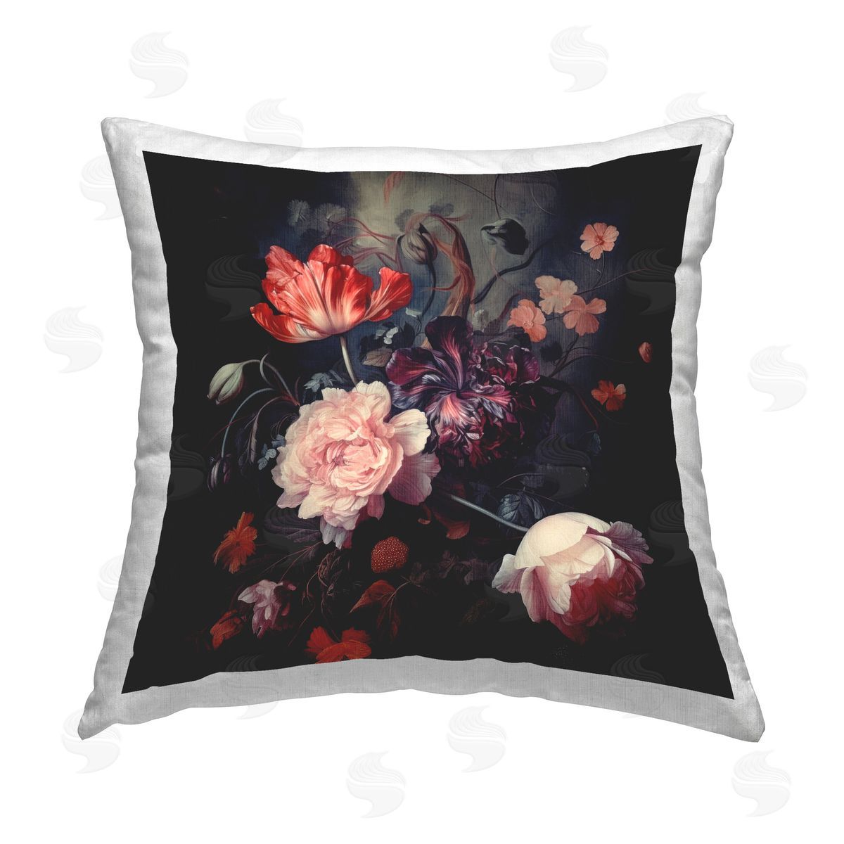 Lazar Studio Victorian Floral Bouquet Printed Plush Polyester Throw Pillow