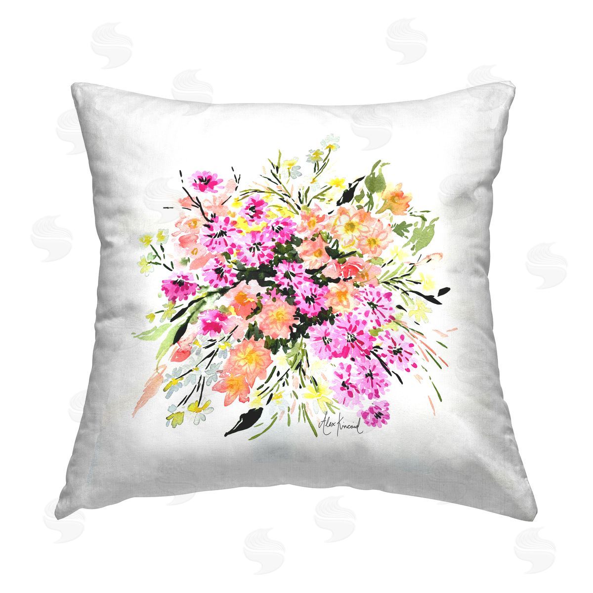 Alexandria Gilbert Kincaid Assorted Cottage Blossoms Printed Plush Polyester Throw Pillow