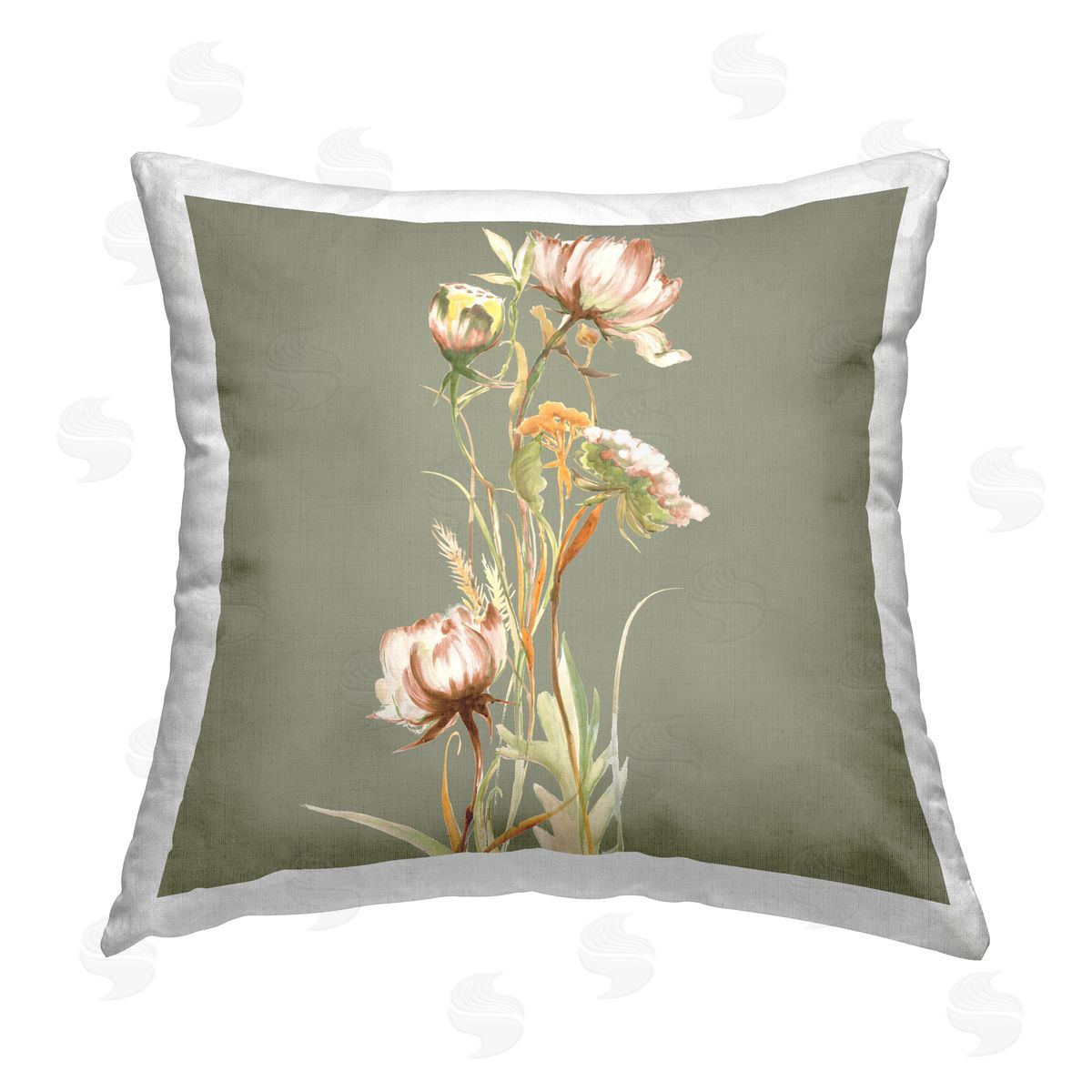 Liz Jardine Budding Cottage Flowers Printed Plush Polyester Throw Pillow
