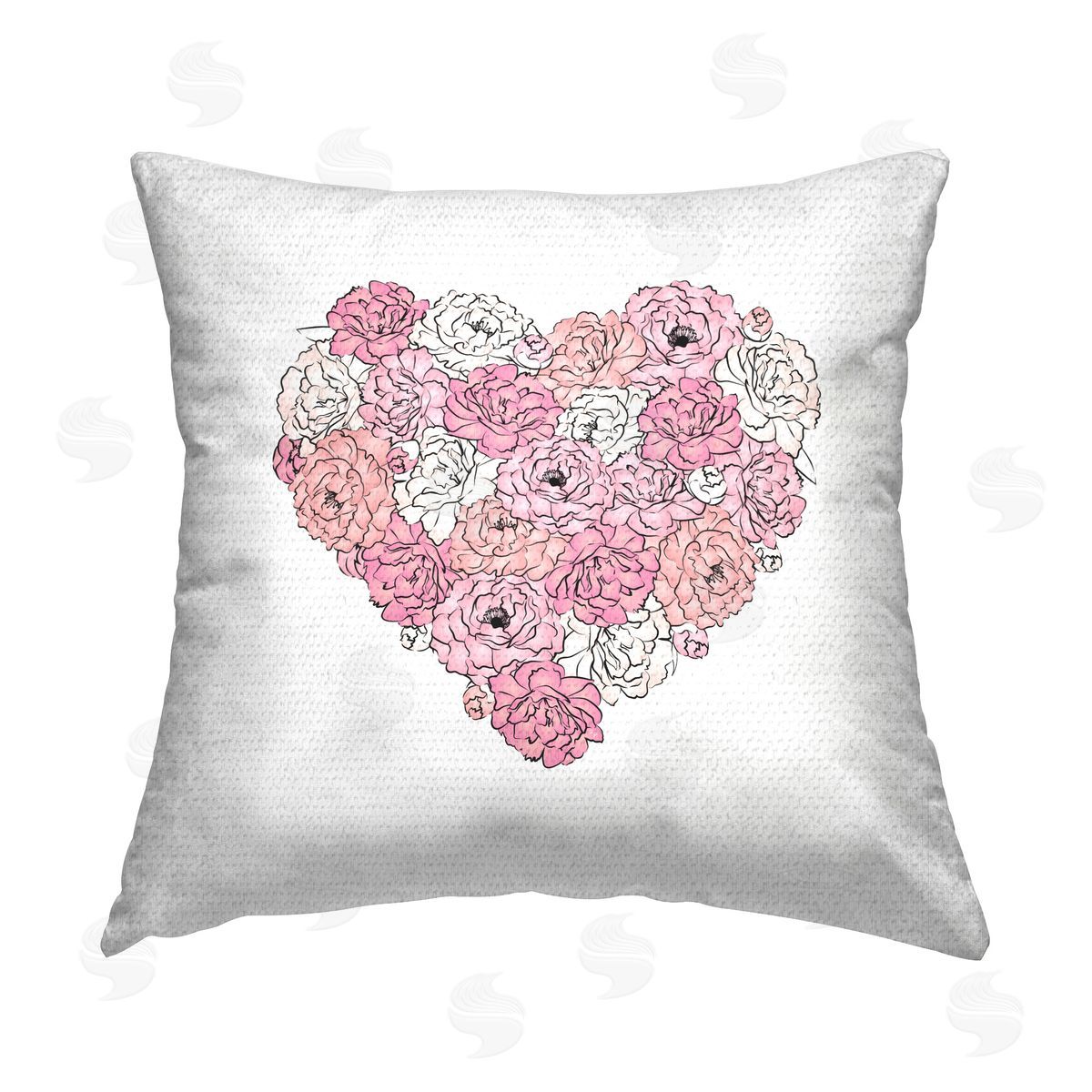 Martina Pavlova Pink Heart Shaped Roses Outdoor Quick-Dry Polyester Printed Throw Pillow