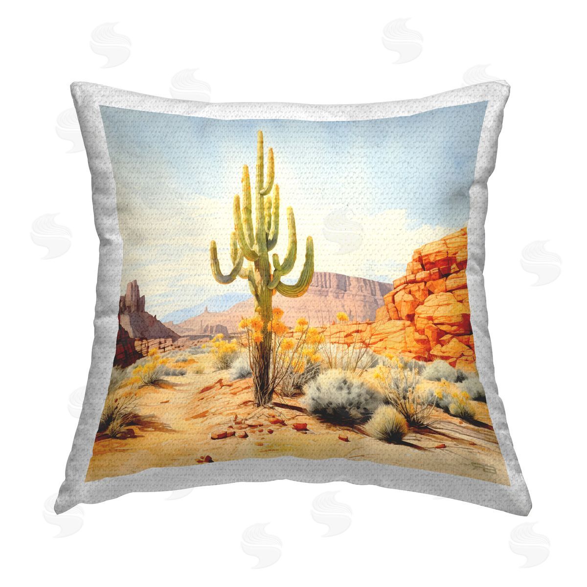 RB Tall Cactus Landscape Outdoor Quick-Dry Polyester Printed Throw Pillow