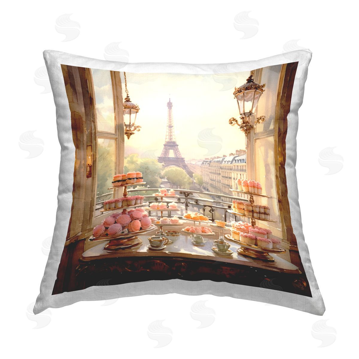 RB Elegant French Desserts Printed Plush Polyester Throw Pillow