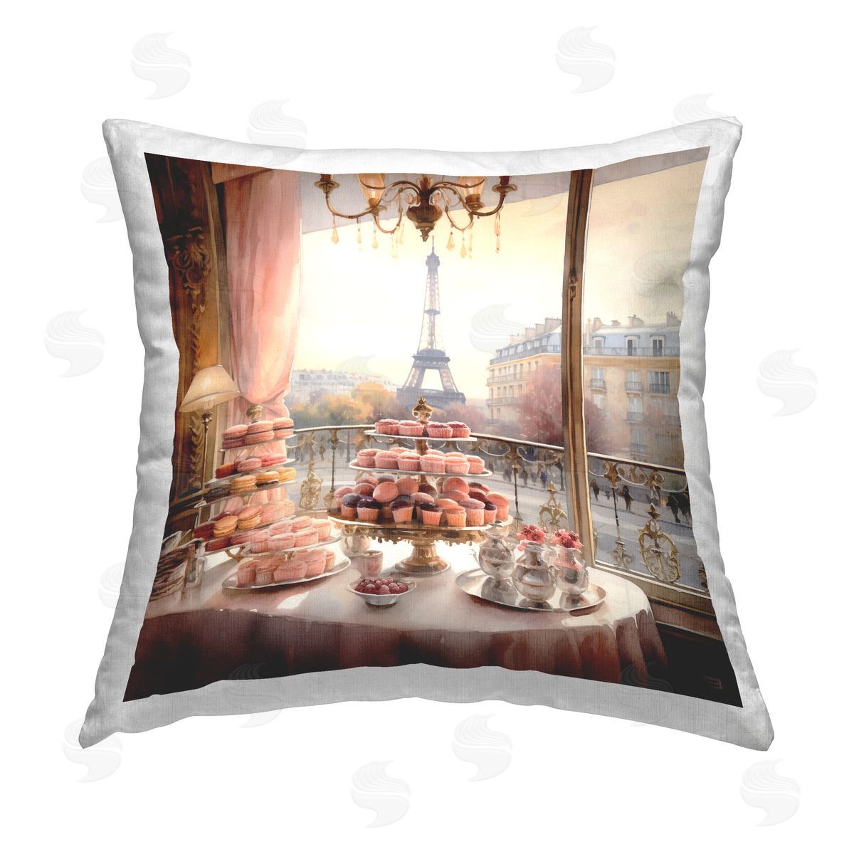 RB Parisian Desserts View Printed Plush Polyester Throw Pillow