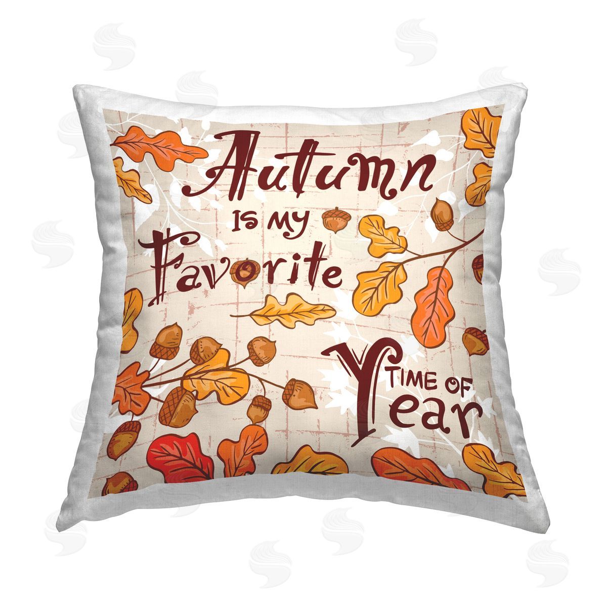 Diane Labombarbe Autumnal Leaf Pattern Printed Plush Polyester Throw Pillow