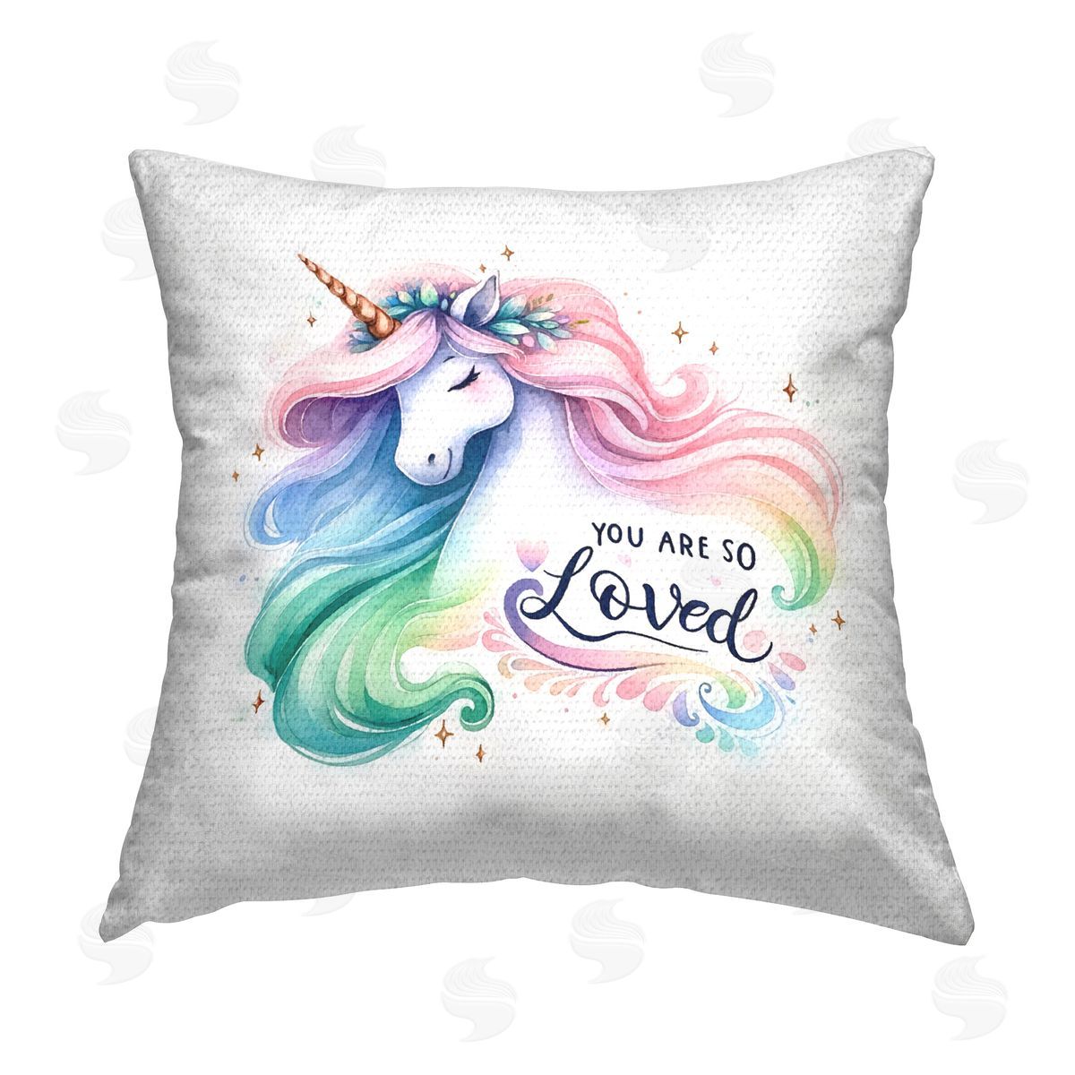 Amanda Greenwood Loving Pastel Unicorn Outdoor Quick-Dry Polyester Printed Throw Pillow