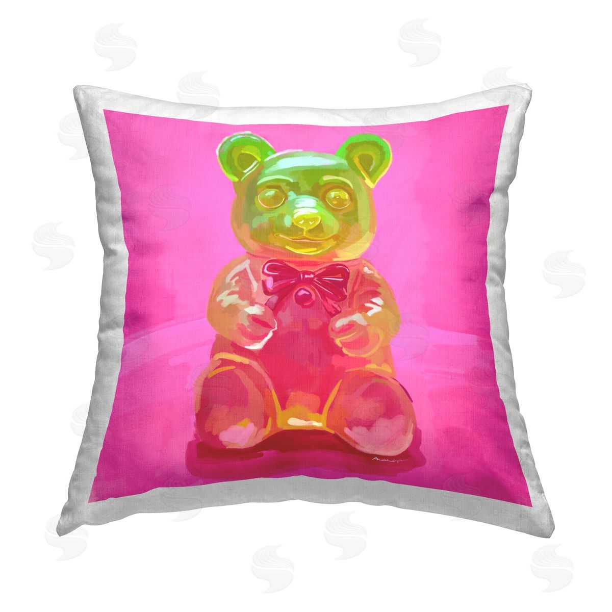 Amelia Noyes Bright Candy Bear Printed Plush Polyester Throw Pillow