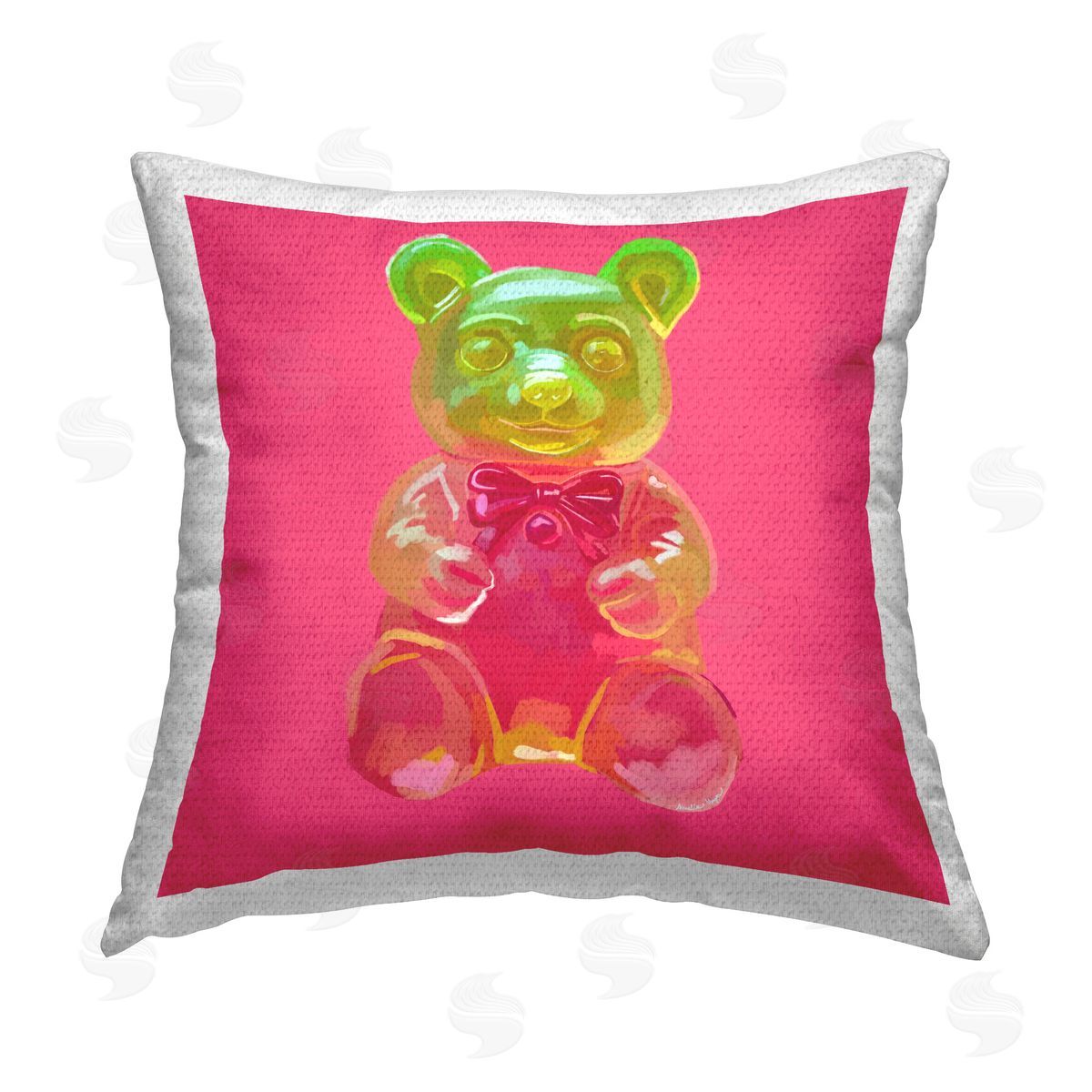 Amelia Noyes Pink Candy Bear Outdoor Quick-Dry Polyester Printed Throw Pillow