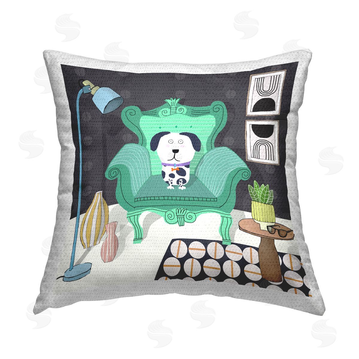 Carla Daly Dog in Modern Layout Outdoor Quick-Dry Polyester Printed Throw Pillow