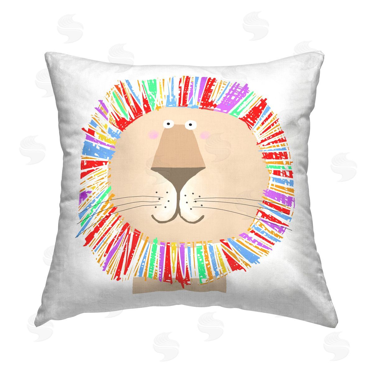 Carla Daly Smiling Rainbow Lion Printed Plush Polyester Throw Pillow