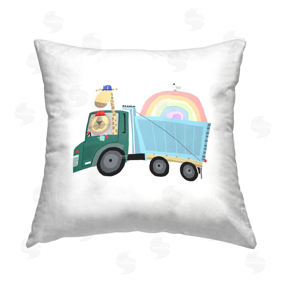 Carla Daly Animals Driving Truck Printed Plush Polyester Throw Pillow