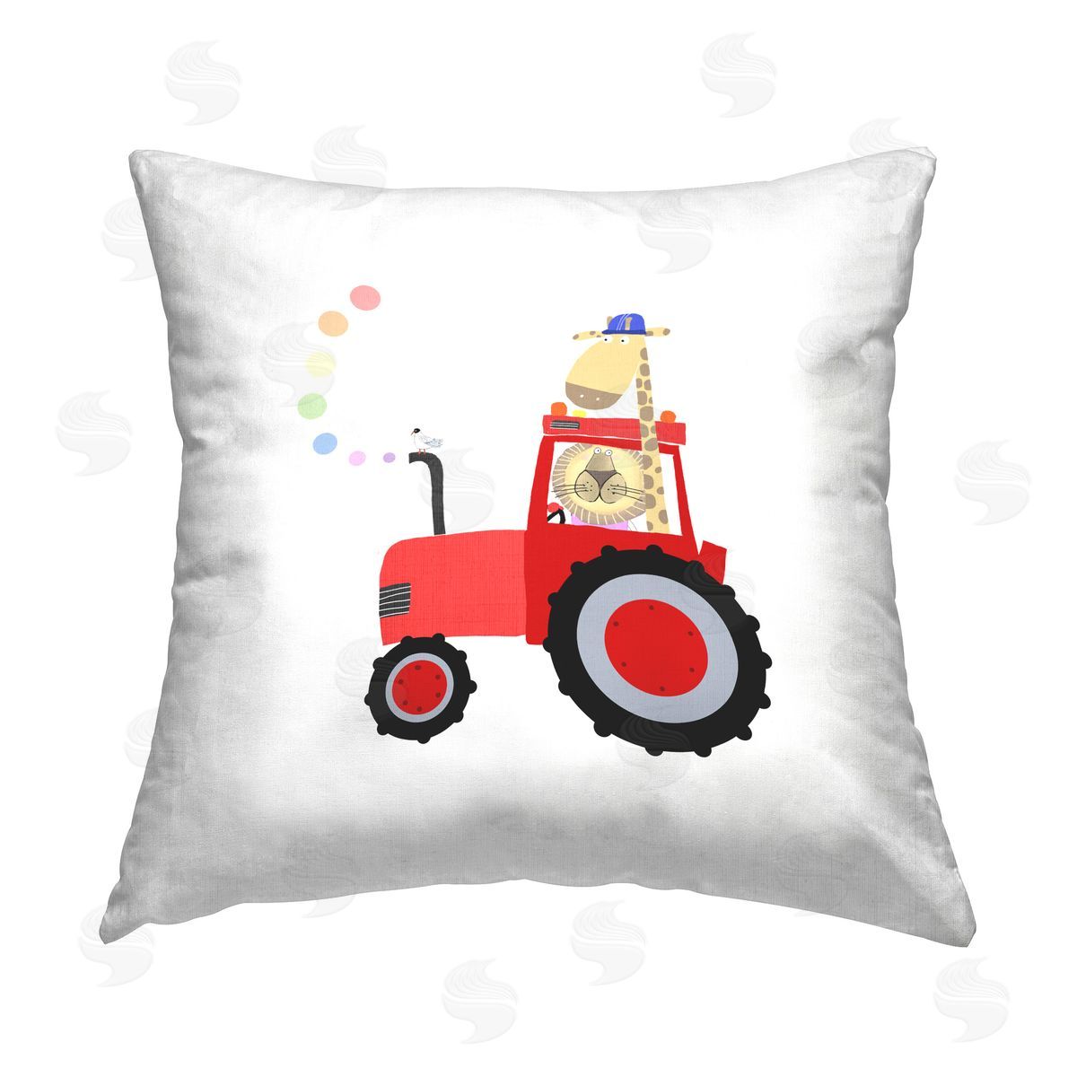 Carla Daly Animals in Red Tractor Printed Plush Polyester Throw Pillow