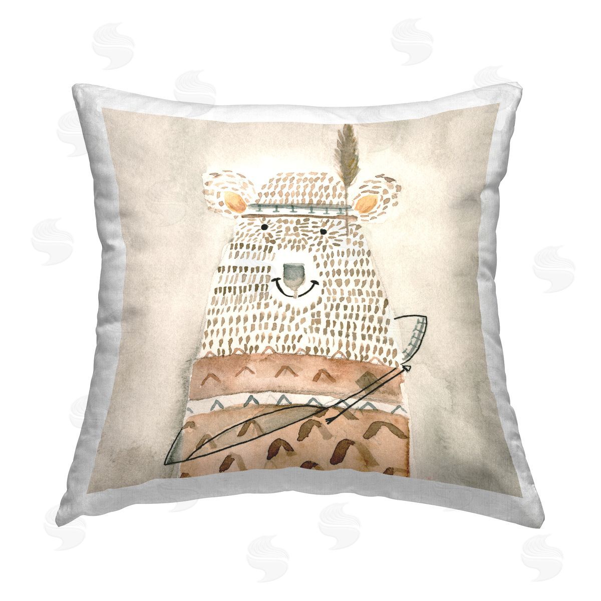 Natalie Timbrook Boho Patterned Bear Printed Plush Polyester Throw Pillow