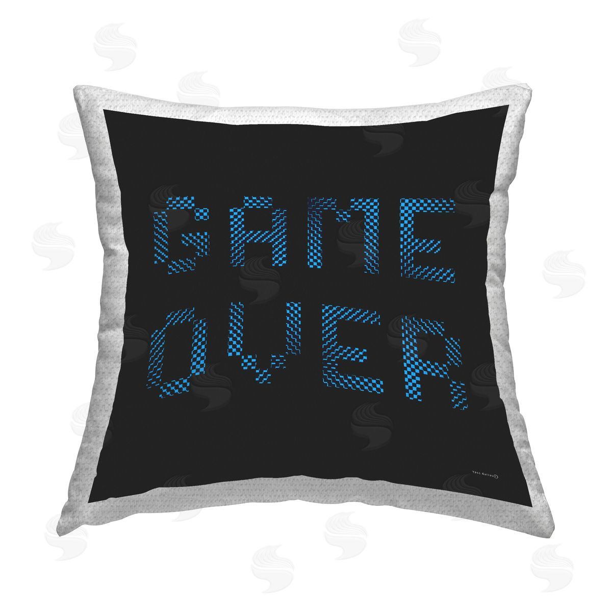 Yass Naffas Designs Game Over Pixel Phrase Outdoor Quick-Dry Polyester Printed Throw Pillow