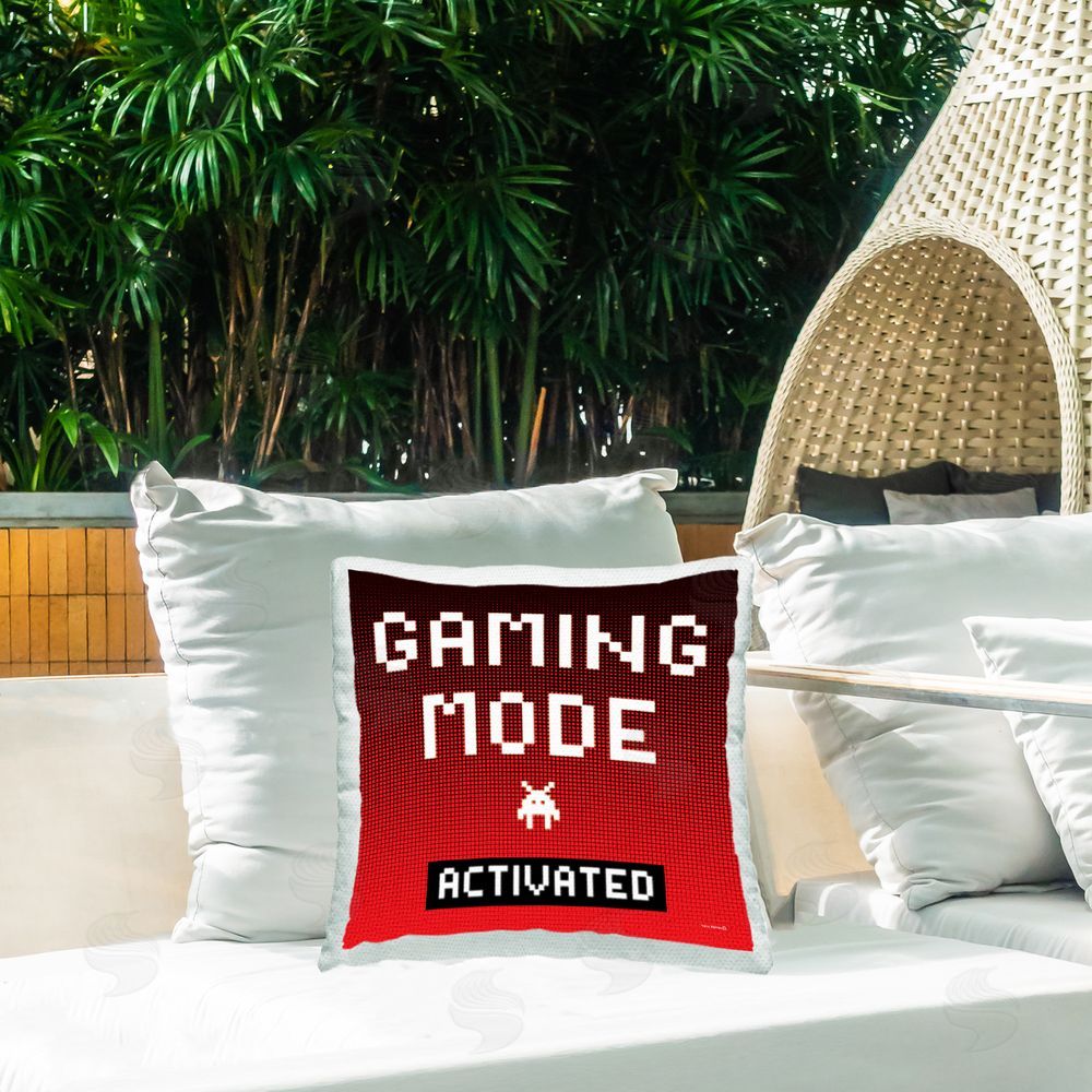 Yass Naffas Designs Red Gaming Mode Activated Outdoor Quick-Dry Polyester Printed Throw Pillow in Back Yard