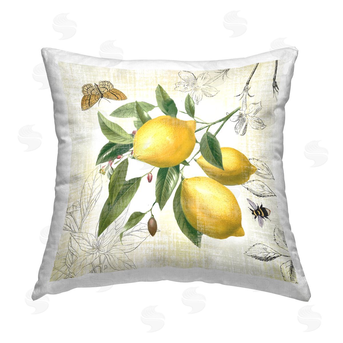 Nan Country Fruits & Insects Printed Plush Polyester Throw Pillow