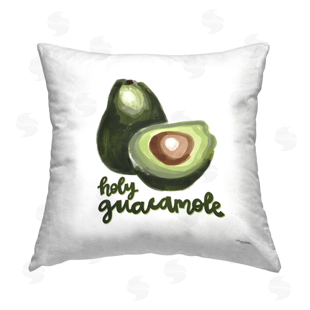 Molly Mattin Funny Holy Guacamole Printed Plush Polyester Throw Pillow