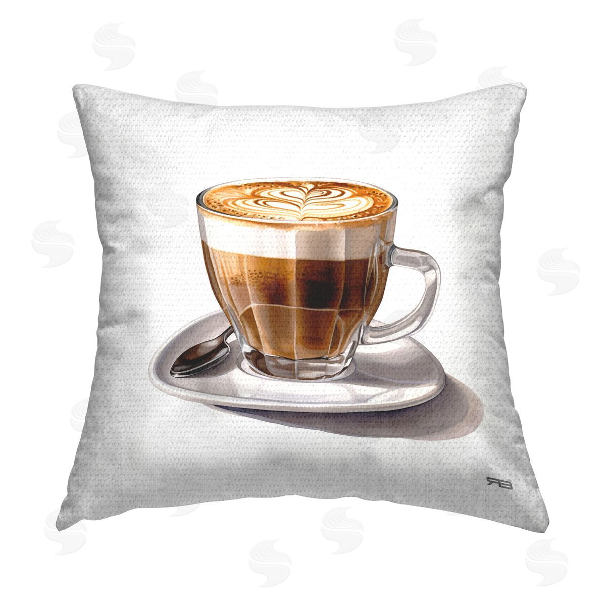 RB Latte with Swirled Design Outdoor Quick-Dry Polyester Printed Throw Pillow