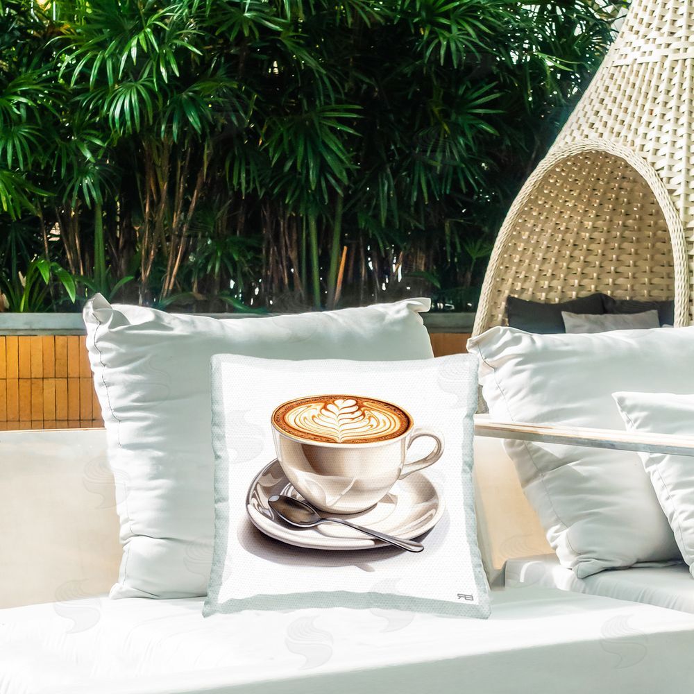 RB Rich Latte Mug Outdoor Quick-Dry Polyester Printed Throw Pillow in Back Yard