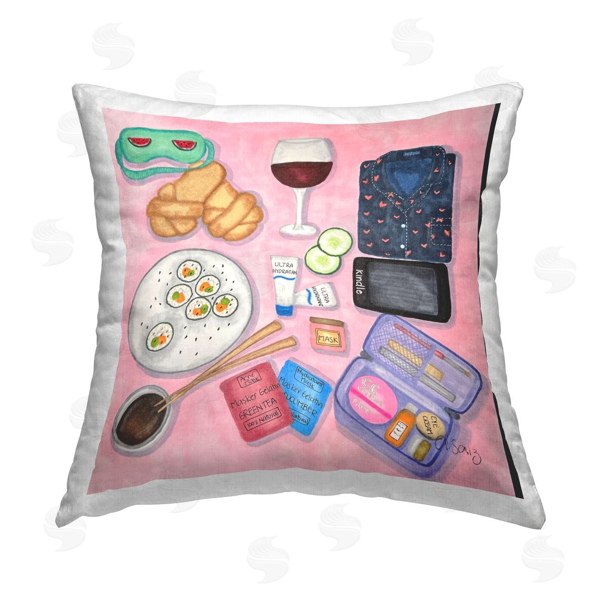 Ale Saiz Studio Girls Night In Printed Plush Polyester Throw Pillow