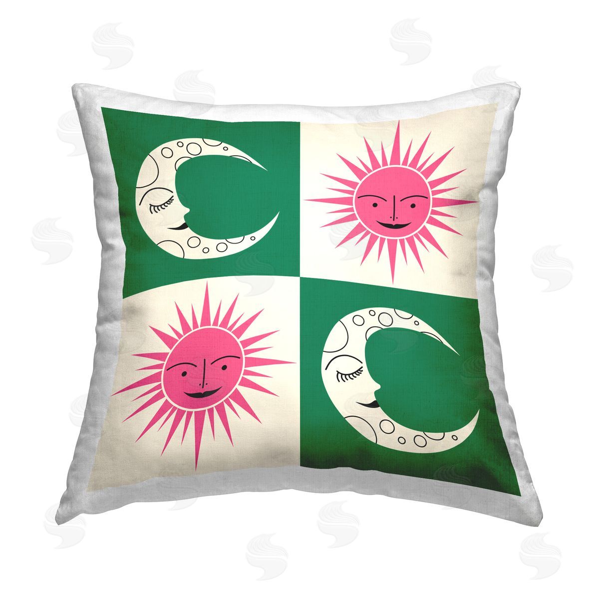 Carrie Cantwell Alternating Sun & Moon Printed Plush Polyester Throw Pillow