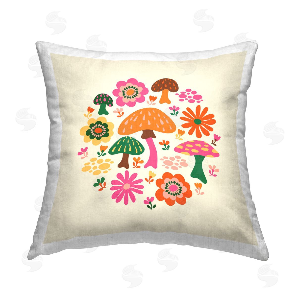 Carrie Cantwell Cottage Plants Pattern Printed Plush Polyester Throw Pillow